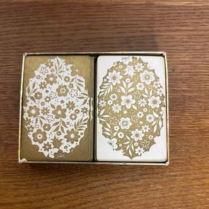 Vintage playing cards Duratone plastic coated gold and cream Floral Design